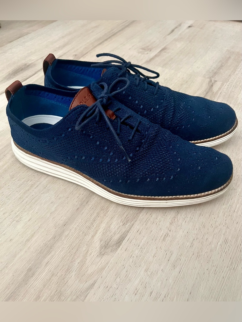 Cole Haan Øriginal Grand Wingtip Navy Stitchlite Knit Men's Size 11 Oxford Shoes